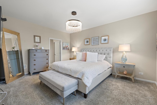 1106 Crestview Ln, Pingree Grove, IL 60140 - carpeted bedroom with a chandelier and baseboards