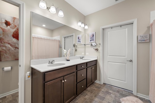 1106 Crestview Ln, Pingree Grove, IL 60140 - full bath with stone finish floors and double vanity