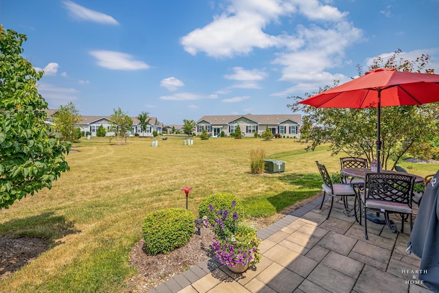 1106 Crestview Ln, Pingree Grove, IL 60140 - view of grassy yard with a patio area, outdoor dining area, and a residential view