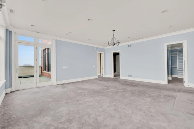 545 W Aldine Ave Unit 6E, Chicago, IL 60657 - unfurnished room with crown molding and a chandelier