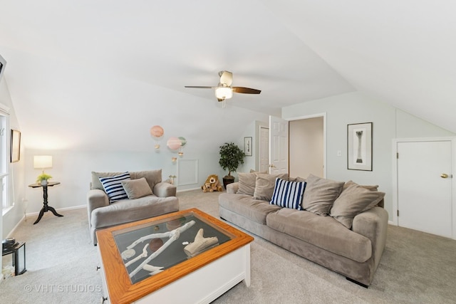 571 N Main St, Glen Ellyn, IL 60137 - carpeted living area with lofted ceiling and a ceiling fan