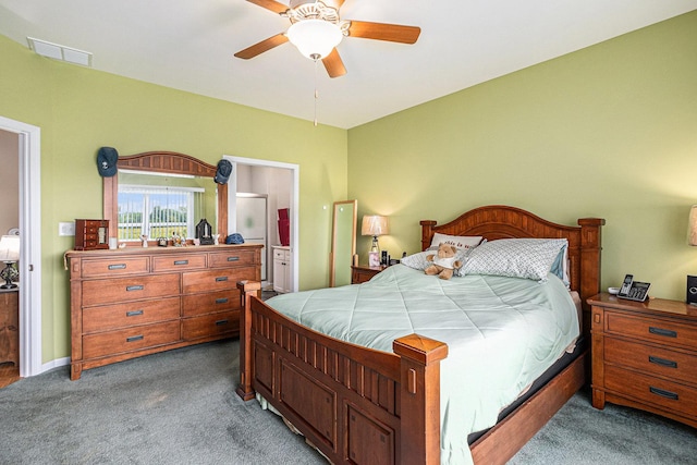 3872 Stadium St, Portage, IN 46368 - bedroom with carpet, a ceiling fan, and ensuite bath