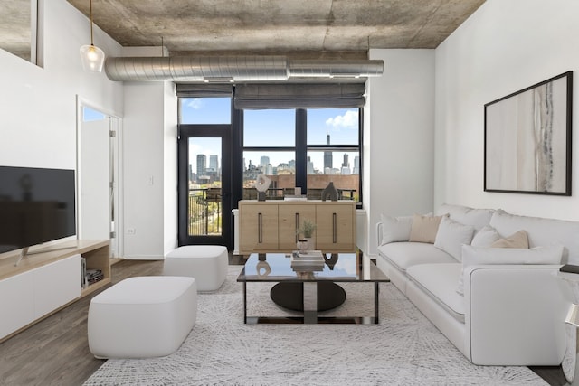 6 S Laflin St Unit 607, Chicago, IL 60607 - living area featuring wood finished floors and a city view