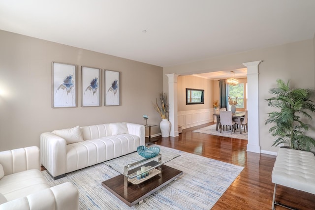 105 Black Hill Dr, Streamwood, IL 60107 - living area with decorative columns and wood finished floors