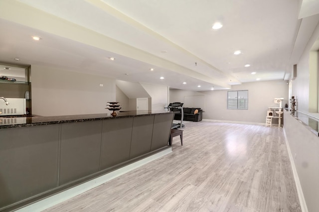 105 Black Hill Dr, Streamwood, IL 60107 - bar area featuring light wood finished floors and recessed lighting