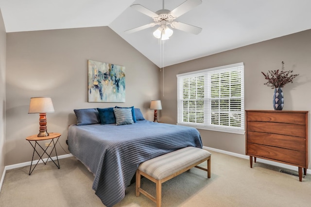 1312 Dorchester Dr, Mundelein, IL 60060 - bedroom featuring light carpet, lofted ceiling, and a ceiling fan