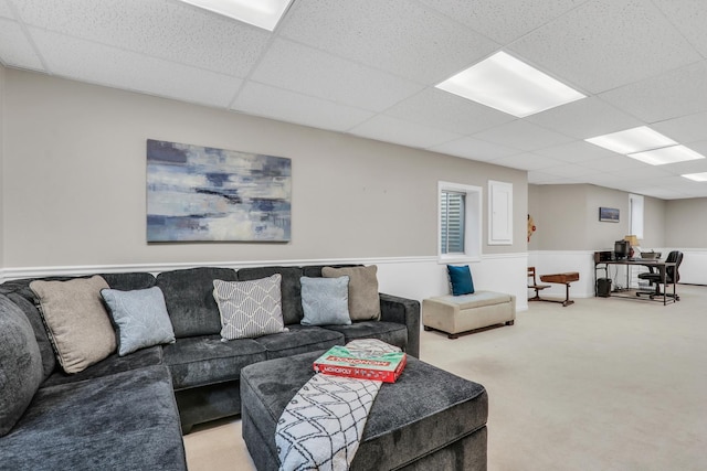 1312 Dorchester Dr, Mundelein, IL 60060 - carpeted living area featuring a paneled ceiling