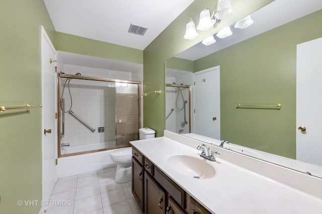 7769 Danbury Dr, Darien, IL 60561 - bathroom with vanity, enclosed tub / shower combo, and tile patterned flooring