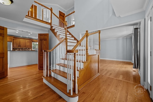 342 Dilorenzo Dr, Naperville, IL 60565 - stairs with wood finished floors and ornamental molding