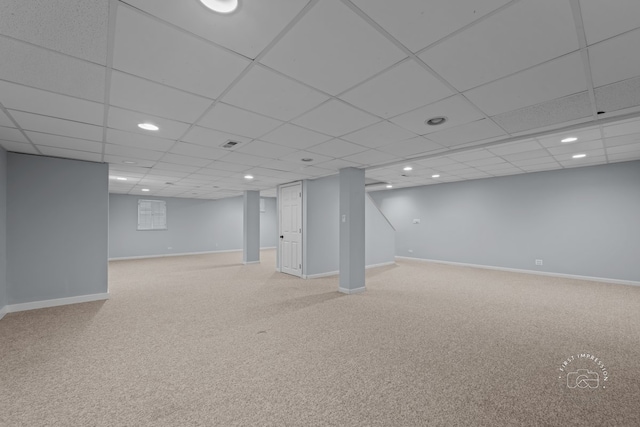 342 Dilorenzo Dr, Naperville, IL 60565 - finished below grade area featuring carpet flooring, recessed lighting, and a paneled ceiling