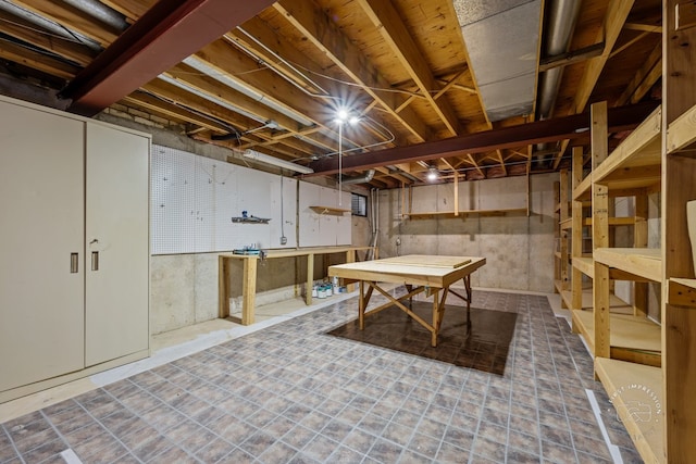 342 Dilorenzo Dr, Naperville, IL 60565 - unfinished below grade area with a workshop area