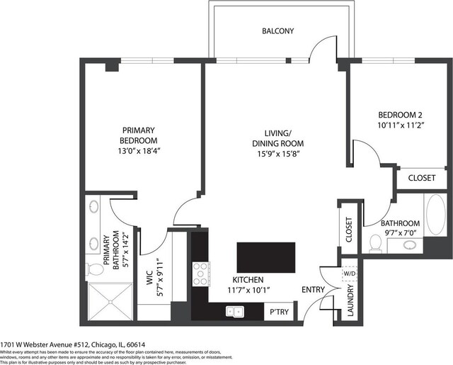 1701 W Webster Ave Unit 512, Chicago, IL 60614 - view of home floor plan
