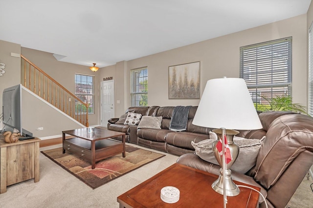 5011 Elmira Ct, Plainfield, IL 60586 - living room with stairs and carpet flooring