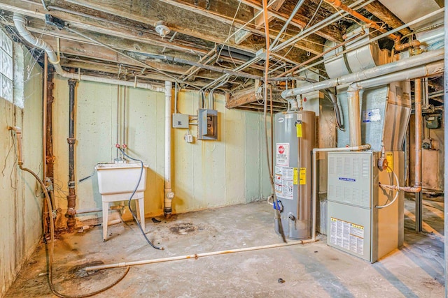 17 Michael Rd, Park Forest, IL 60466 - unfinished below grade area featuring water heater, heating unit, and electric panel