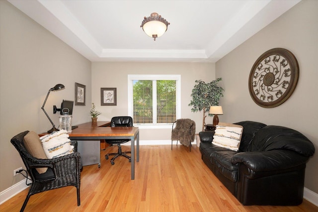 601 W Crockett Ave, Elmhurst, IL 60126 - office with a tray ceiling and wood finished floors