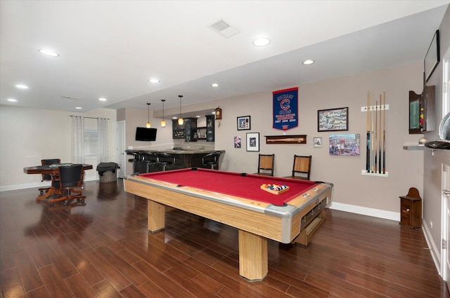 601 W Crockett Ave, Elmhurst, IL 60126 - rec room with bar area, billiards table, wood finished floors, and recessed lighting