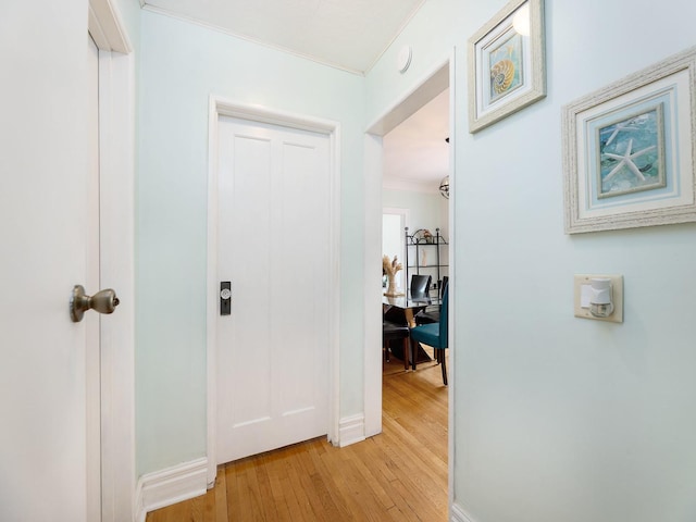 4130 N Oketo Ave, Norridge, IL 60706 - hall with crown molding, light wood-type flooring, and an office area
