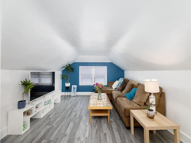 4130 N Oketo Ave, Norridge, IL 60706 - living room featuring wood finished floors and vaulted ceiling