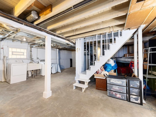 4130 N Oketo Ave, Norridge, IL 60706 - below grade area with stairs and washer and clothes dryer
