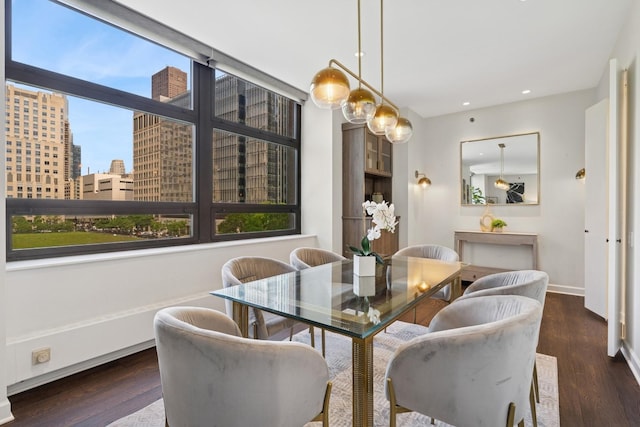 680 N Lake Shore Dr Unit 321, Chicago, IL 60611 - dining room featuring wood finished floors, recessed lighting, and a city view
