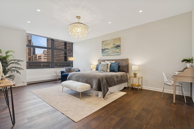 680 N Lake Shore Dr Unit 321, Chicago, IL 60611 - bedroom featuring wood finished floors, a chandelier, and recessed lighting
