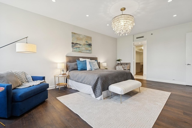 680 N Lake Shore Dr Unit 321, Chicago, IL 60611 - bedroom featuring a chandelier, wood finished floors, and recessed lighting