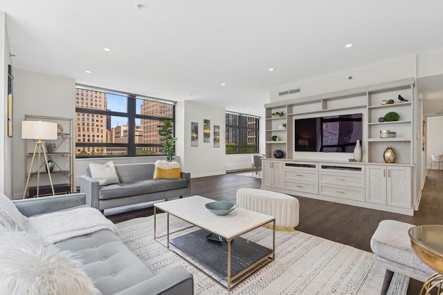 680 N Lake Shore Dr Unit 321, Chicago, IL 60611 - living room with dark wood-style floors and recessed lighting