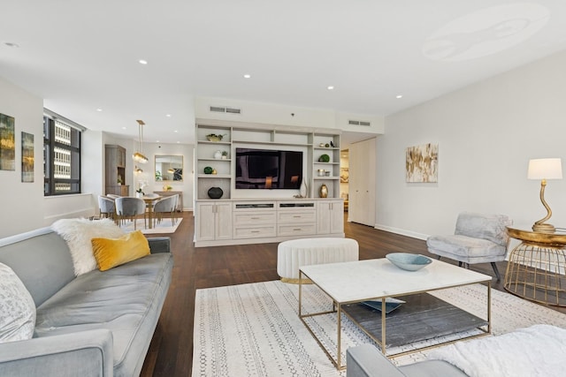 680 N Lake Shore Dr Unit 321, Chicago, IL 60611 - living area featuring dark wood-style floors and recessed lighting