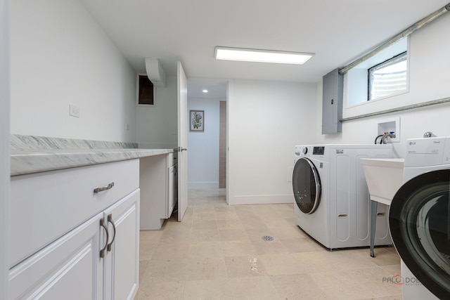 1011 Pendleton Pl, Mount Prospect, IL 60056 - laundry room with cabinet space, washer and dryer, and recessed lighting