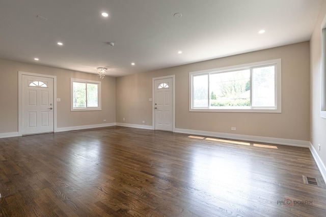 1011 Pendleton Pl, Mount Prospect, IL 60056 - foyer with dark wood-type flooring, recessed lighting, and a chandelier