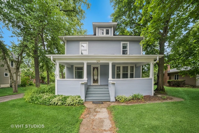 2S234 Harter Rd, Elburn, IL 60119 - american foursquare style home featuring a front lawn and covered porch