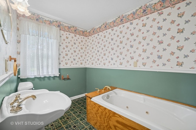 2S234 Harter Rd, Elburn, IL 60119 - bathroom featuring a whirlpool tub and wallpapered walls