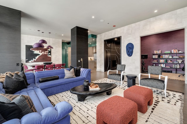 1550 N Clark St Unit 302, Chicago, IL 60610 - living room featuring wood finished floors and recessed lighting