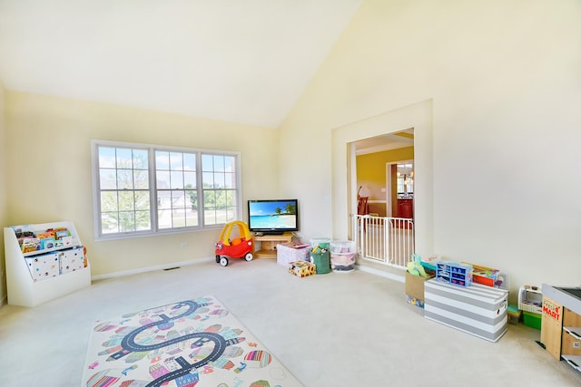 40 Open Pkwy N, Hawthorn Woods, IL 60047 - recreation room with carpet floors and high vaulted ceiling