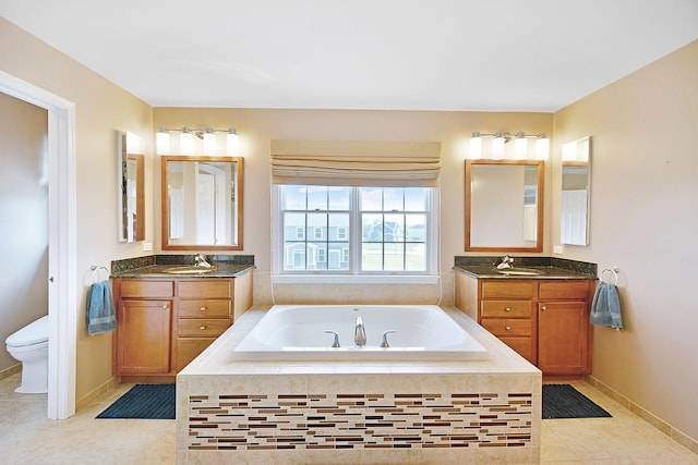 40 Open Pkwy N, Hawthorn Woods, IL 60047 - bathroom featuring a bath, two vanities, and tile patterned flooring