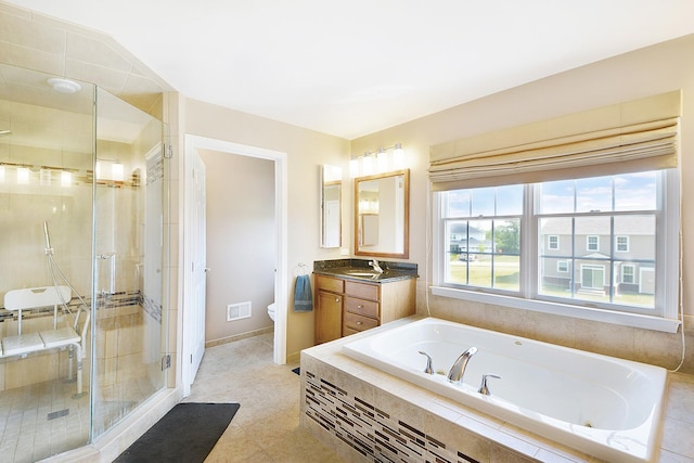40 Open Pkwy N, Hawthorn Woods, IL 60047 - bathroom featuring a garden tub, vanity, and a shower stall
