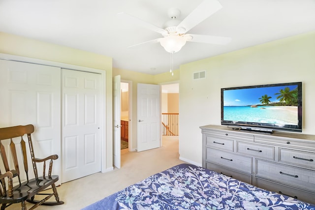 40 Open Pkwy N, Hawthorn Woods, IL 60047 - bedroom featuring light carpet, a closet, and ceiling fan