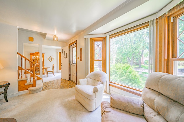 3009 N 78th Ct, Elmwood Park, IL 60707 - carpeted living room with stairs and baseboards