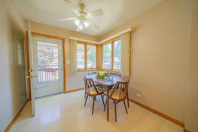 3009 N 78th Ct, Elmwood Park, IL 60707 - dining room with baseboards and a ceiling fan