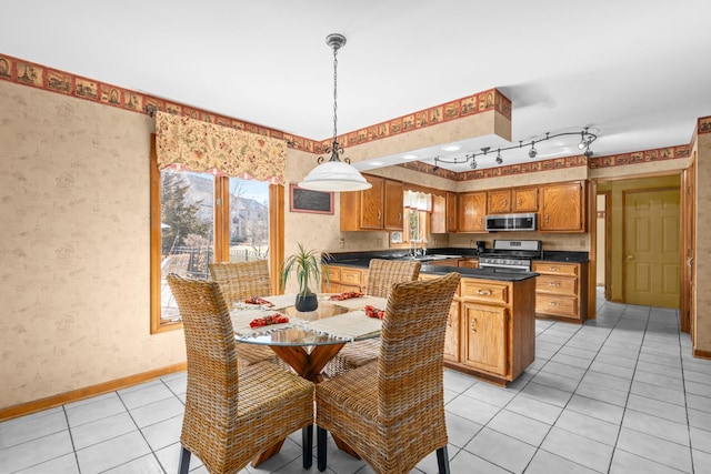 731 Queens Gate Cir, Sugar Grove, IL 60554 - dining room with baseboards and light tile patterned floors