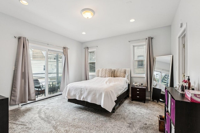 3041 N California Ave Unit 1, Chicago, IL 60618 - bedroom featuring carpet, access to exterior, and recessed lighting