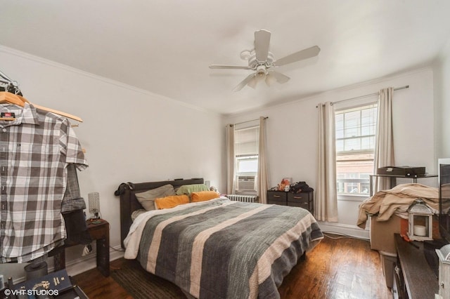 1328 W Nelson St, Chicago, IL 60657 - bedroom with wood finished floors, ceiling fan, and crown molding