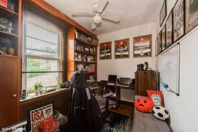 1328 W Nelson St, Chicago, IL 60657 - office space with ceiling fan and ornamental molding