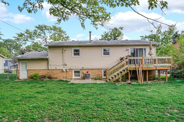 5826 Edward Dr, Oak Forest, IL 60452 - rear view of property featuring stairs, a lawn, a patio area, and a deck