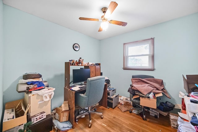 5826 Edward Dr, Oak Forest, IL 60452 - office area featuring wood finished floors and ceiling fan