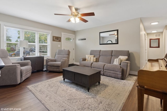 521 Everette Ave, Romeoville, IL 60446 - living room featuring wood finished floors and a ceiling fan