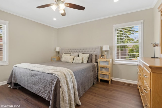 521 Everette Ave, Romeoville, IL 60446 - bedroom featuring wood finished floors, recessed lighting, crown molding, and a ceiling fan