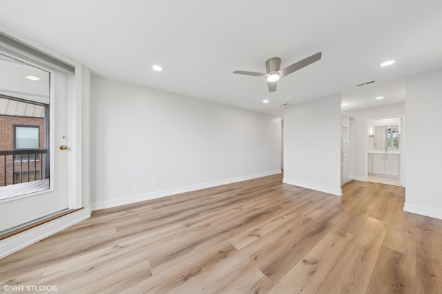 1140 Old Mill Rd Unit 505F, Hinsdale, IL 60521 - spare room featuring light wood-style flooring, recessed lighting, and ceiling fan