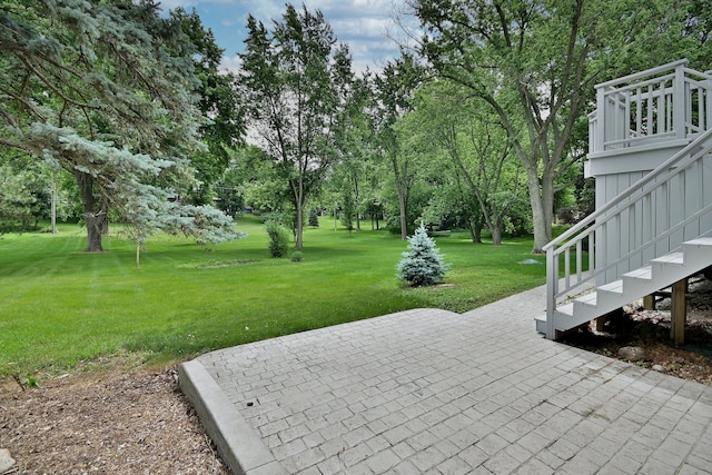 105 Haman Rd, Inverness, IL 60067 - view of patio / terrace with stairs and view of scattered trees