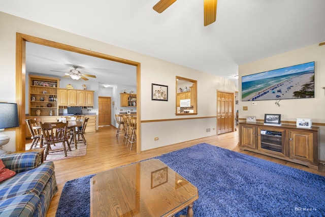 14879 Harbor Dr, Oak Forest, IL 60452 - living room with a ceiling fan and light wood-style floors